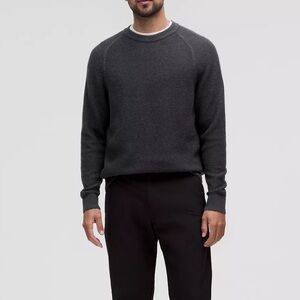 Lululemon Textured Knit Classic Fit Crewneck Sweater Heathered Black